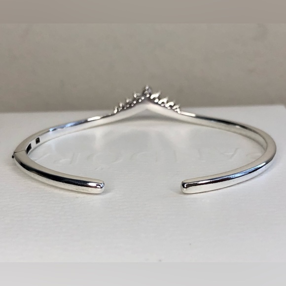 S⭕️LD‼️New Pandora Tiara Wishbone Open Bangle Bracelet - Picture 2 of 9